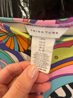 Trina Turk Multicolor Floral Swirl Tote with Turquoise, Pink and Orange